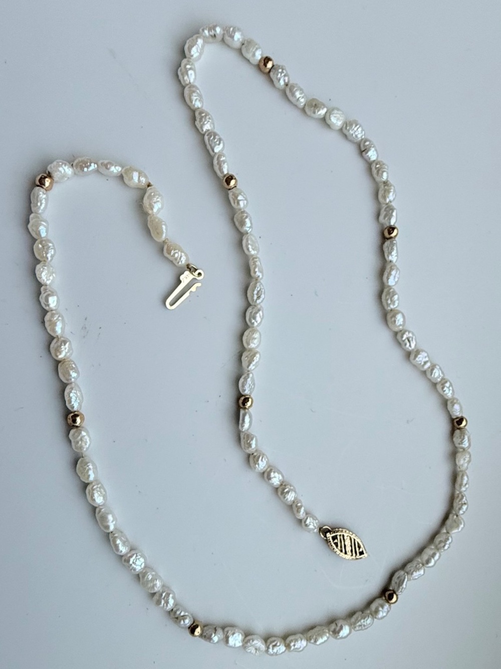 Single Strand 14K Gold Freshwater Pearl Necklace